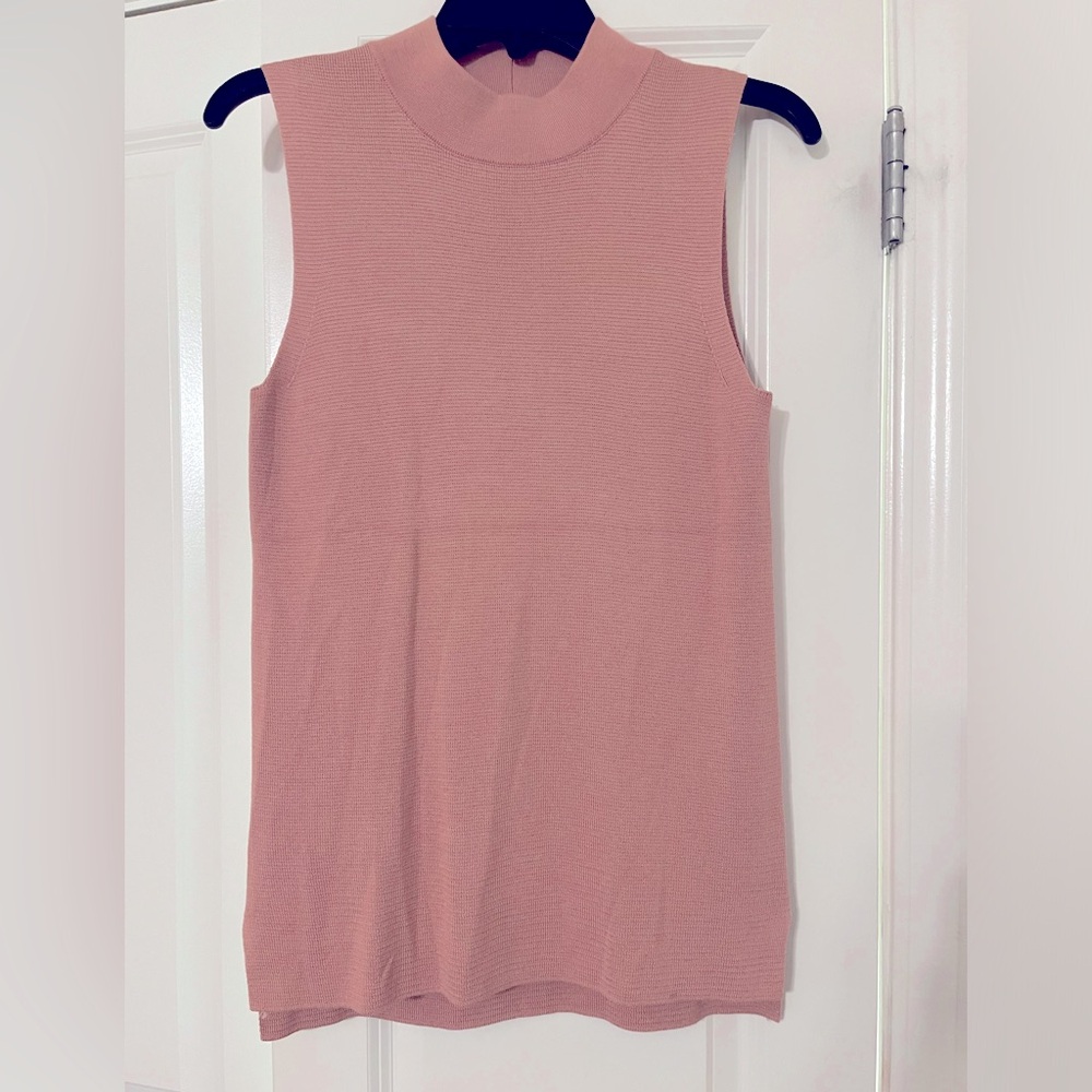 Pink MockNeck Sleeveless Sweater L